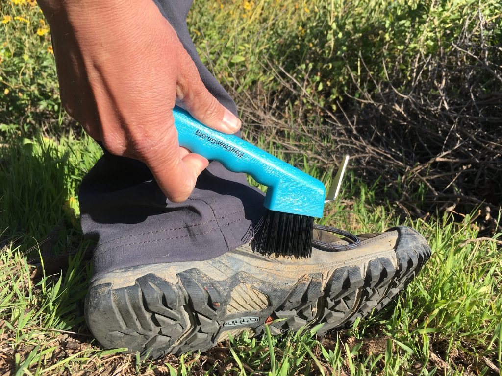 A boot brush to prevent the spread of invasive species.