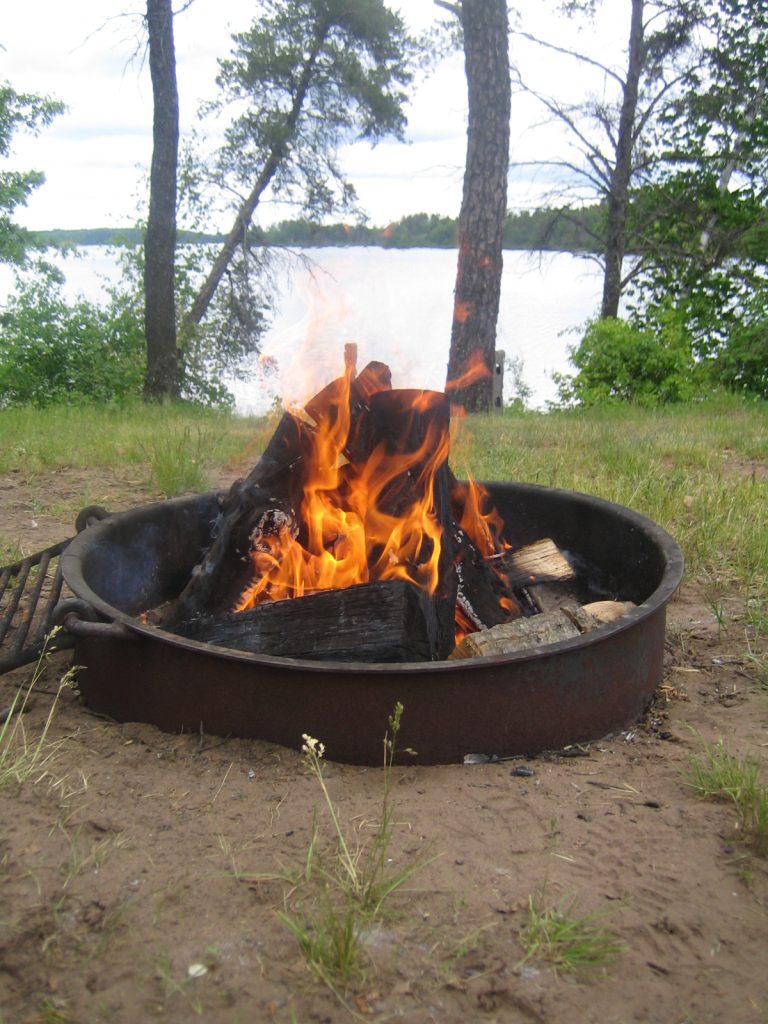 campfire in a fire ring during the day